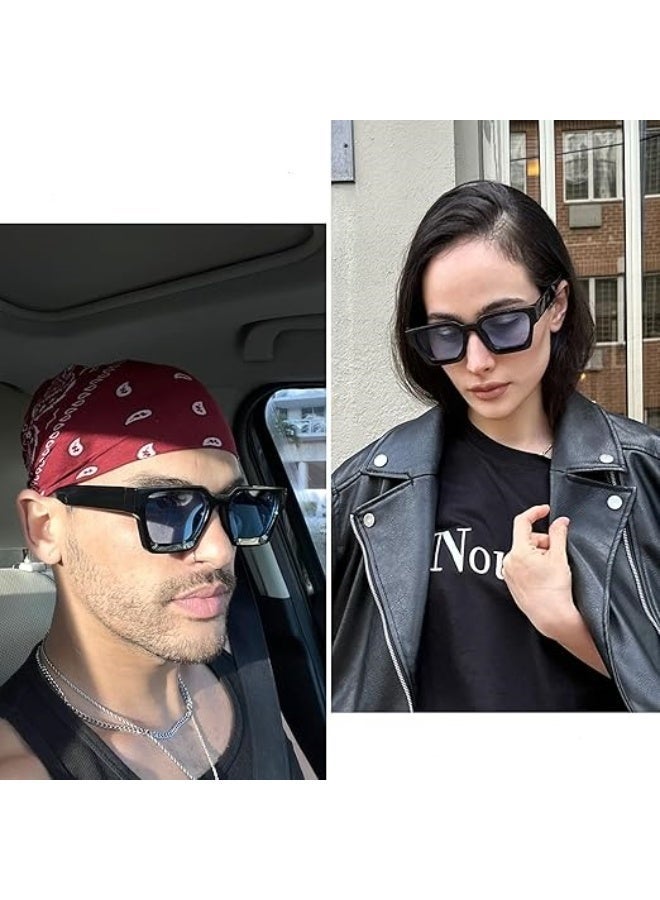 HDCRAFTER Thick Square Sunglasses for Men Women Retro Chunky Rectangle Shades UV400 Protection - Image 2